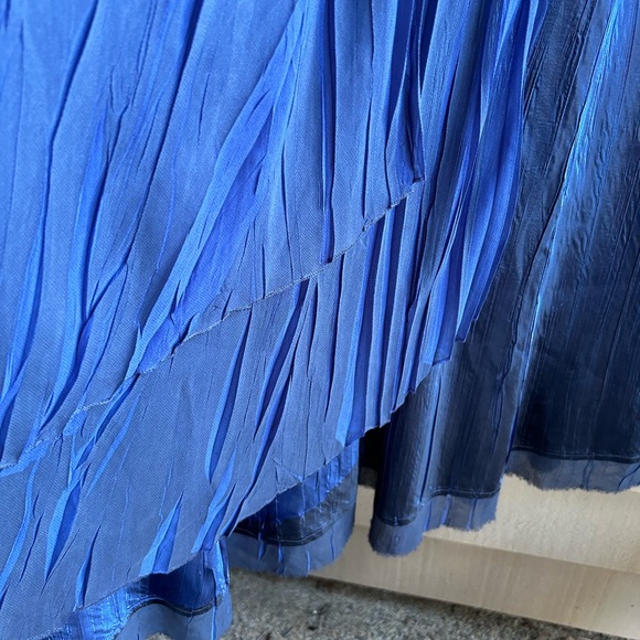 Kamarov dress sheer shimmer luminous crinkle blue layered Sz plus 3X - Picture 5 of 10